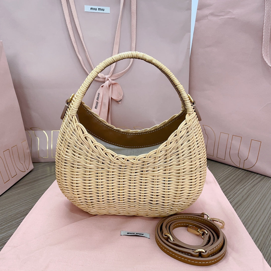 miumiu woven basket bag handbag 5bc125