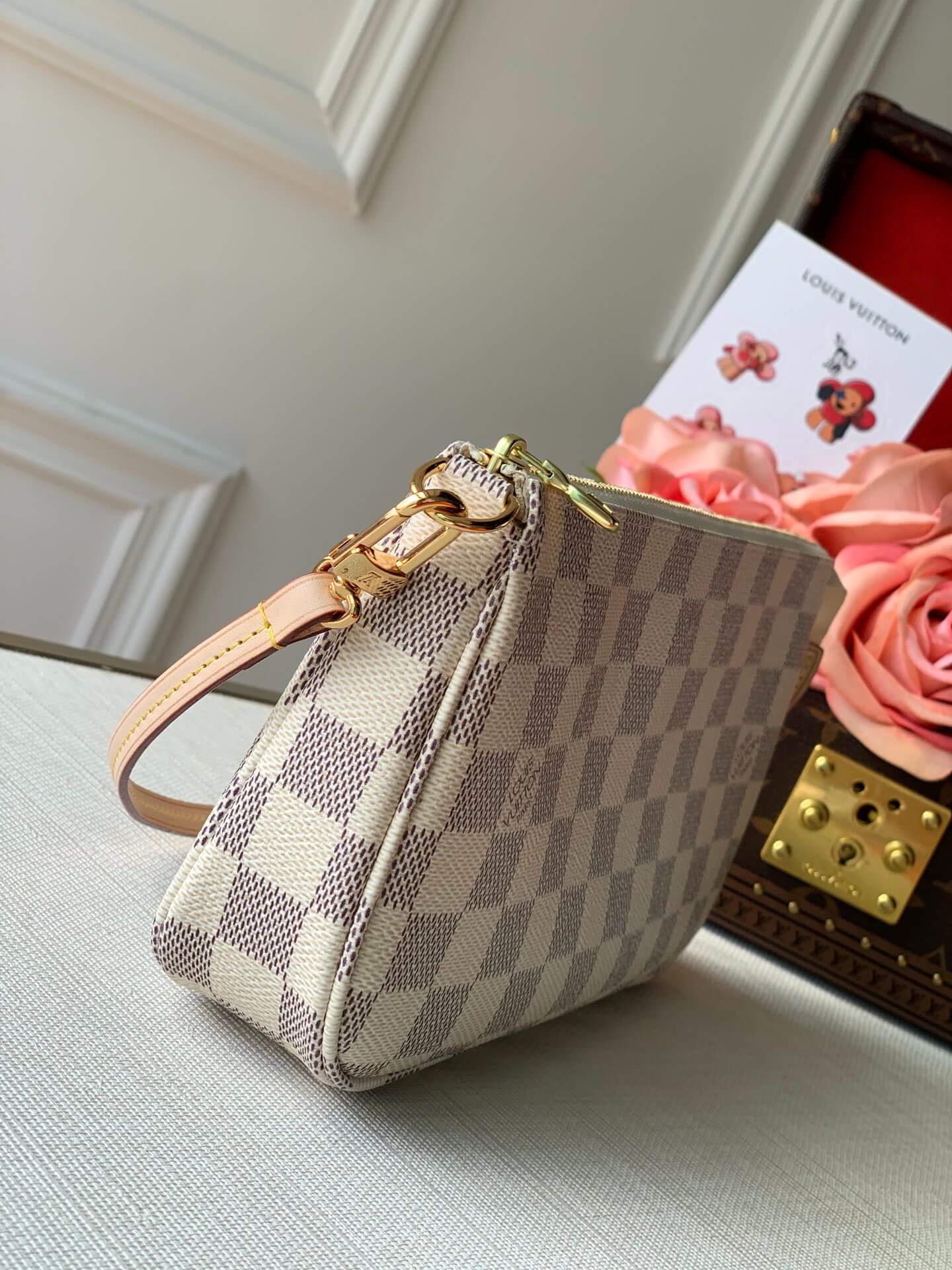 n41207 pochette accessoires damier azur clutch bag shoulder bag