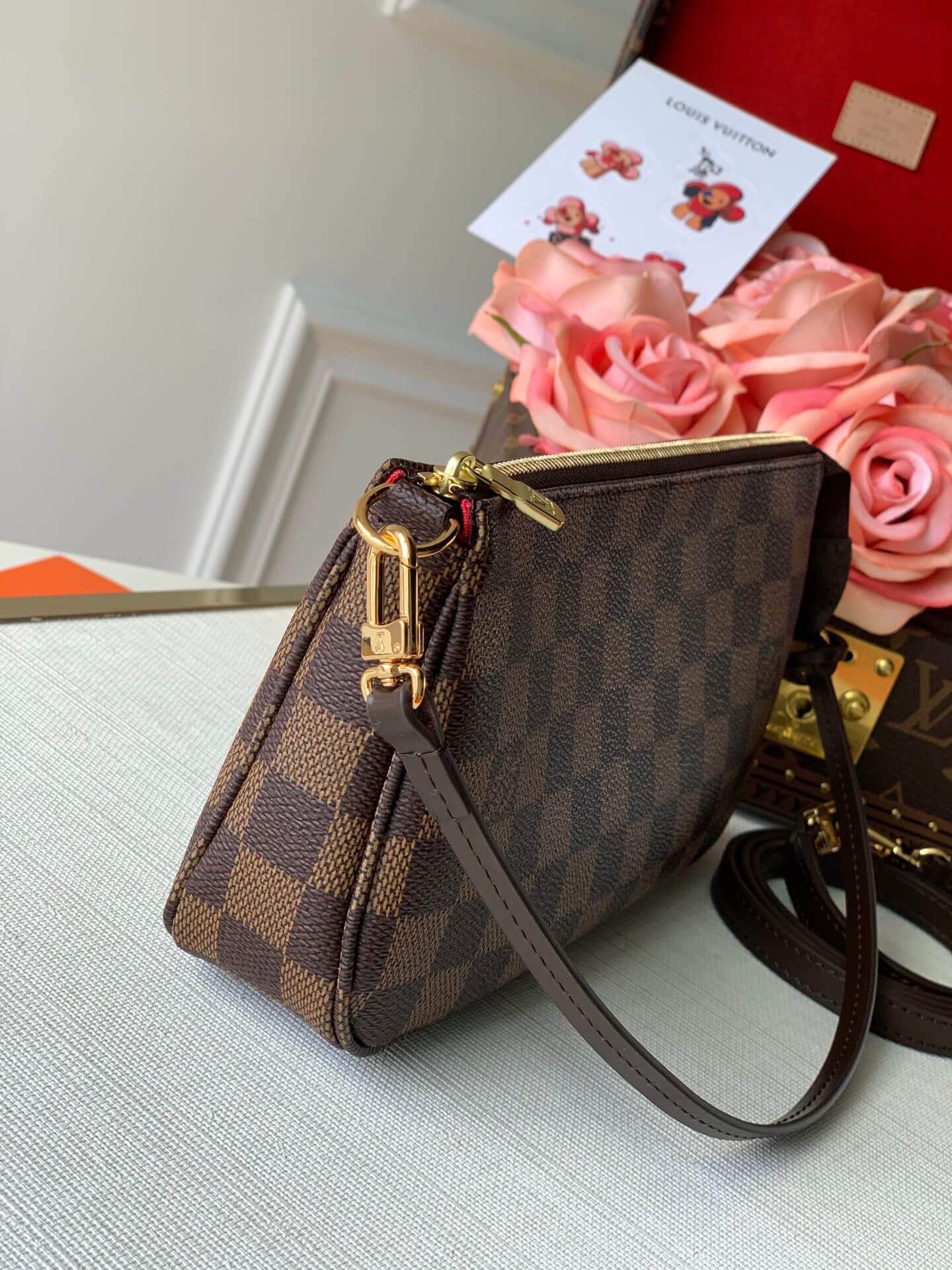 n41207 pochette accessoires brown damier clutch bag shoulder bag