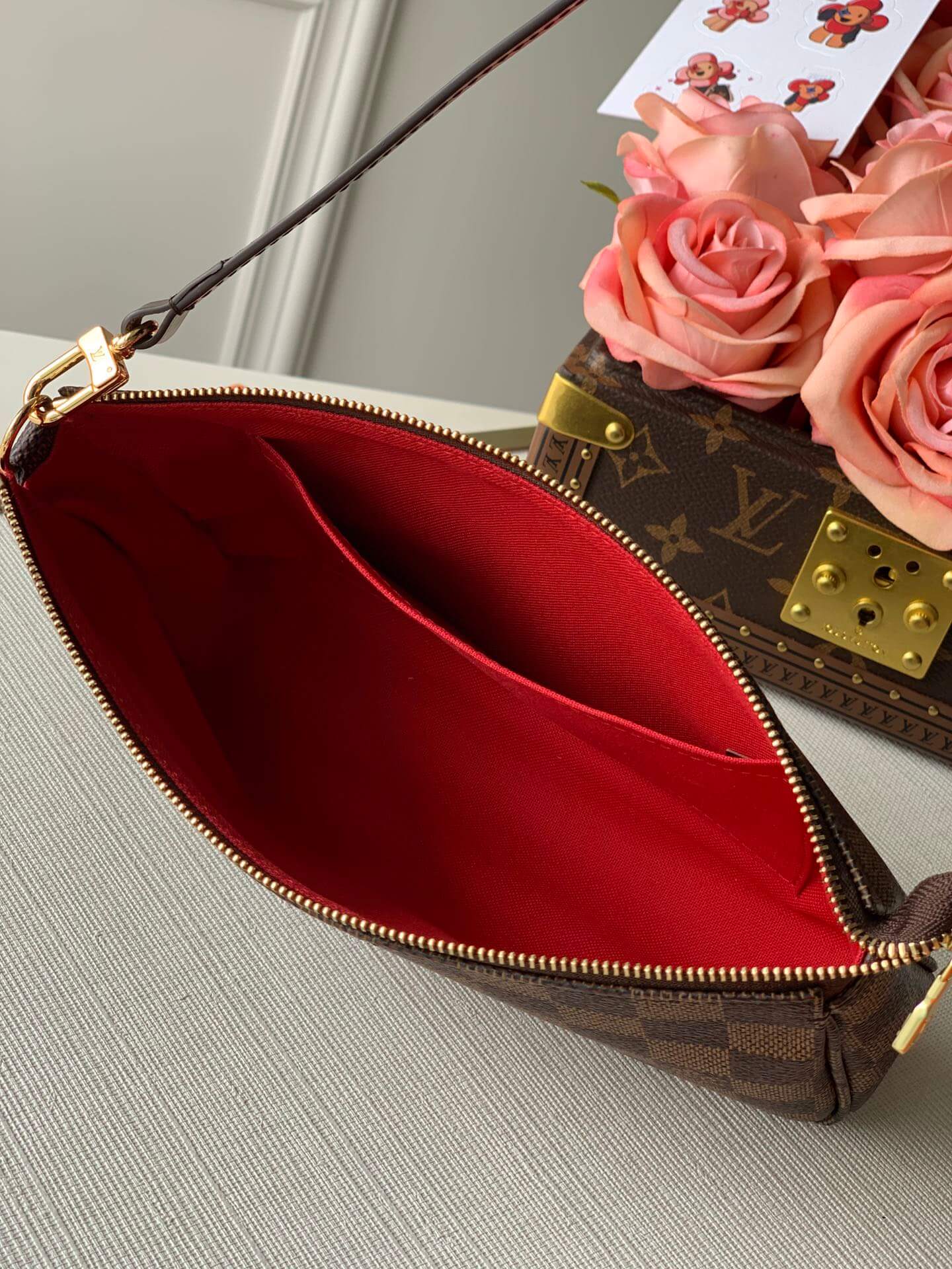 n41207 pochette accessoires brown damier clutch bag shoulder bag