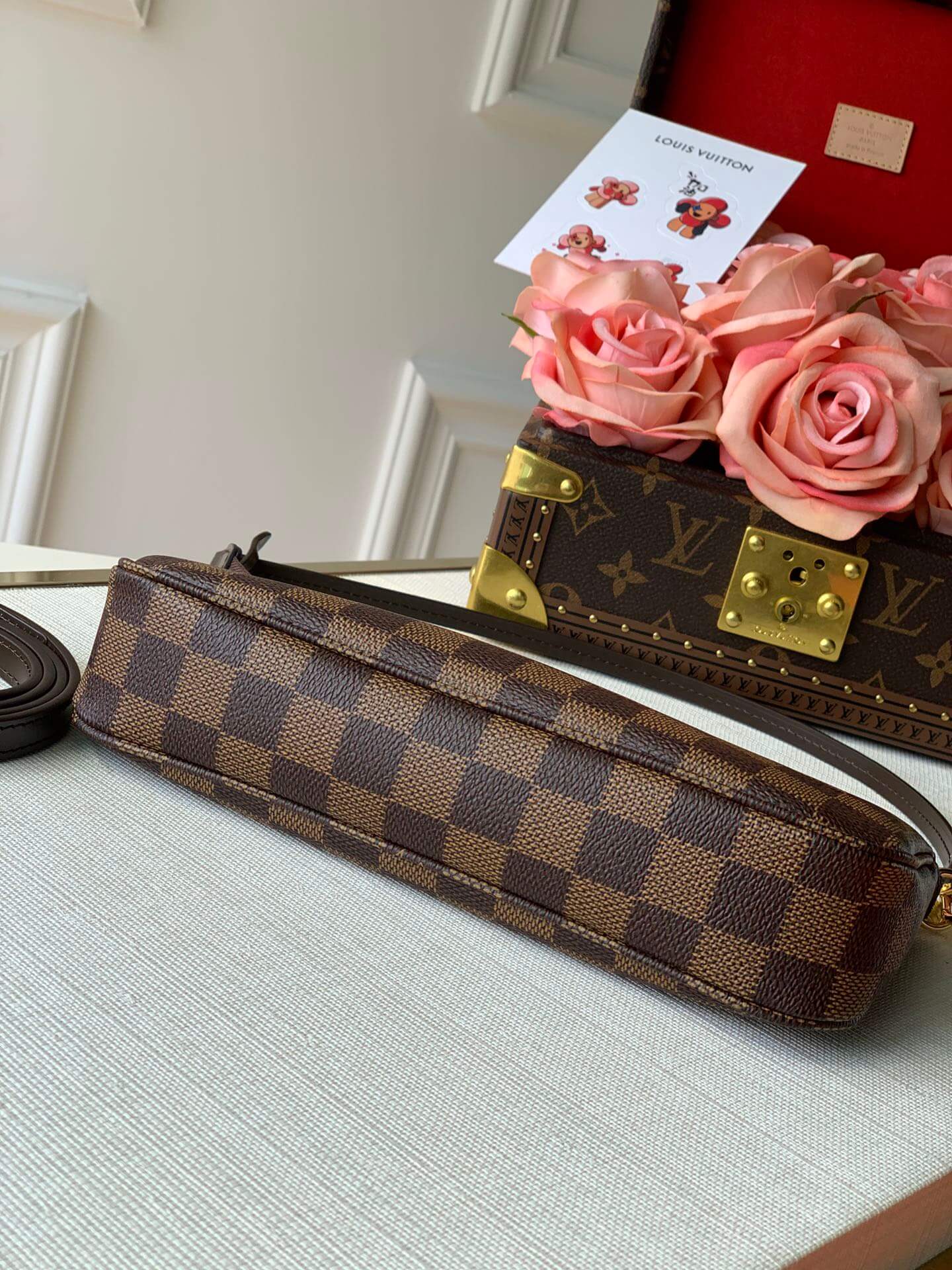n41207 pochette accessoires brown damier clutch bag shoulder bag