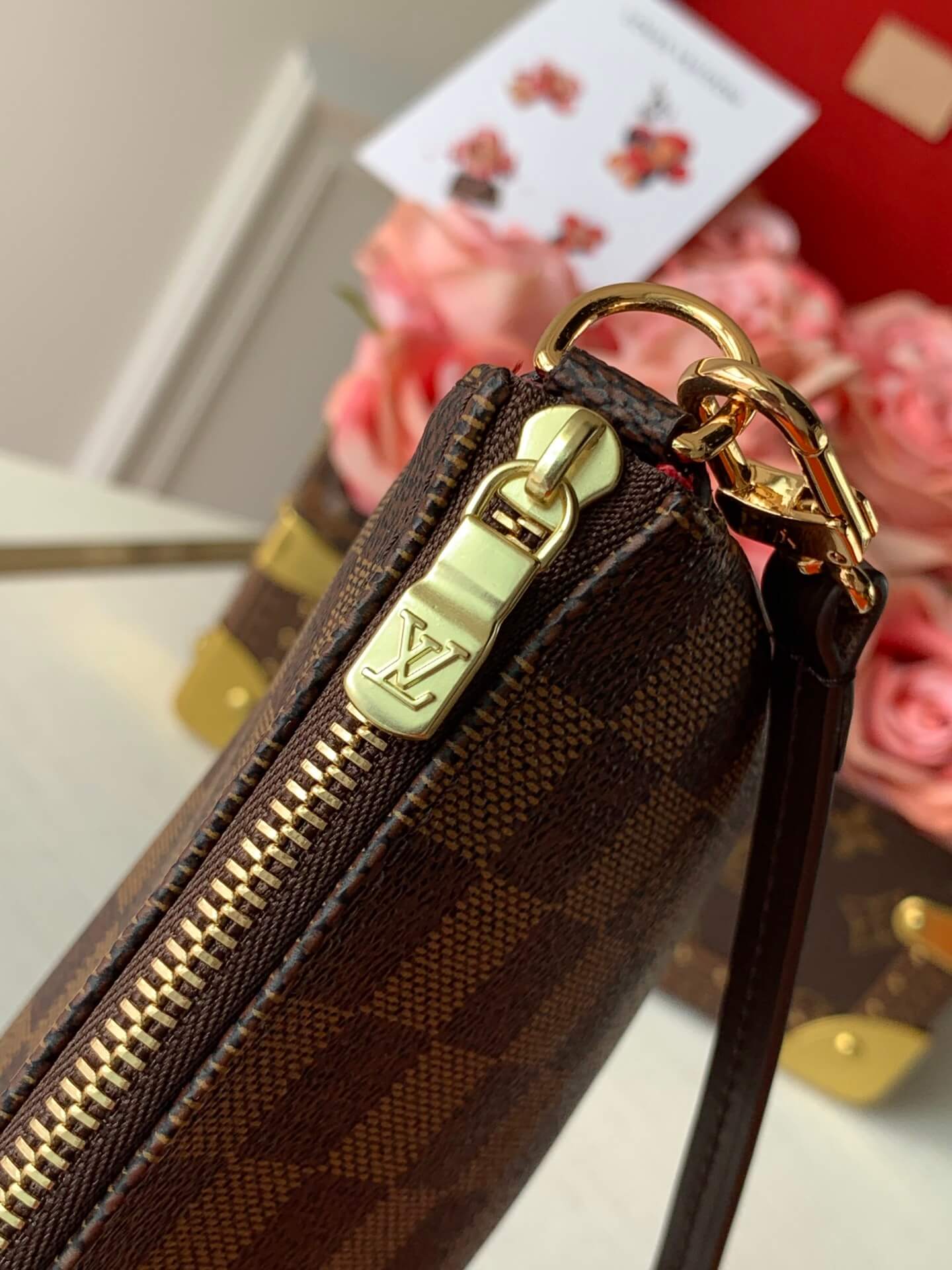 n41207 pochette accessoires brown damier clutch bag shoulder bag