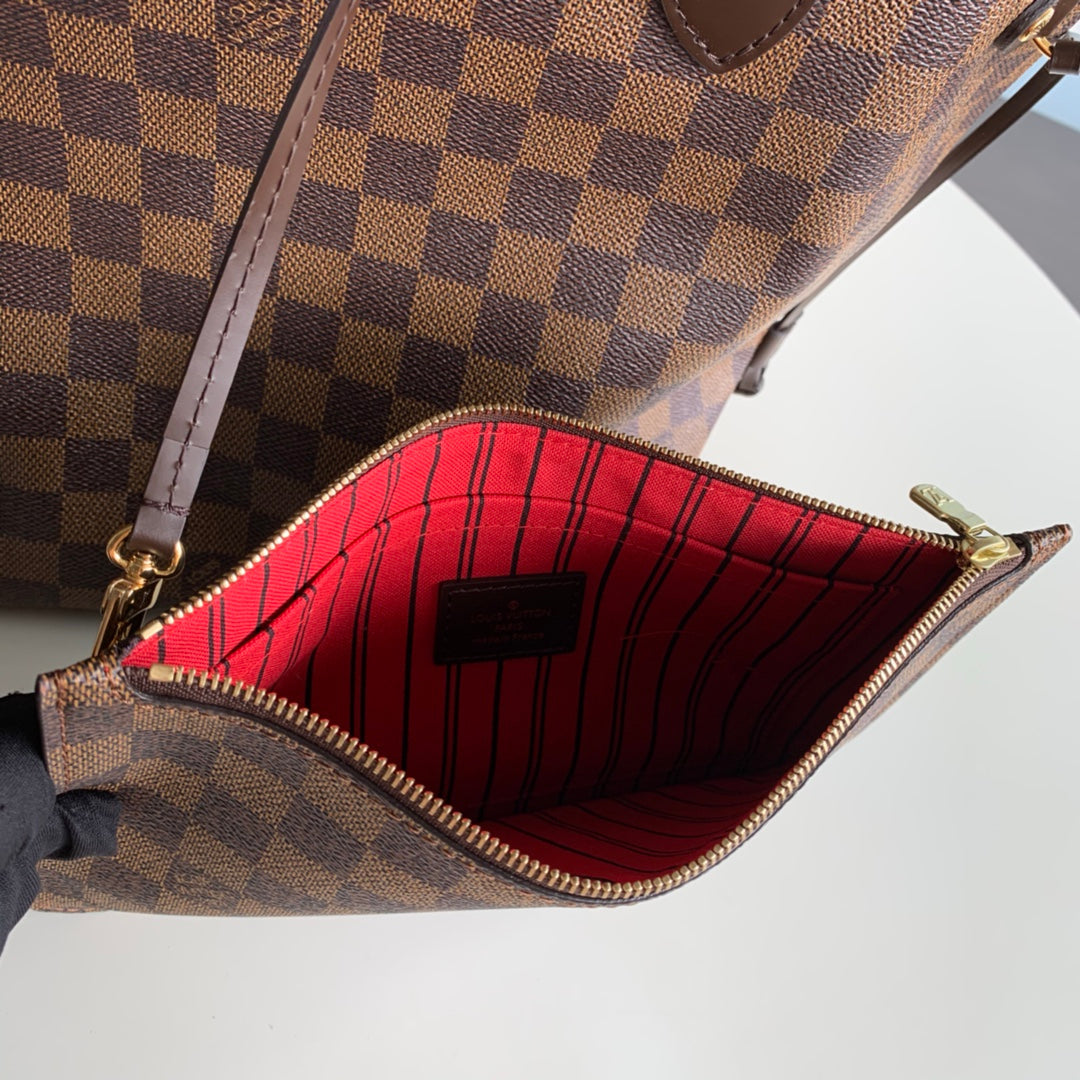 n41358 neverfull mm cherry damier ebene red inside