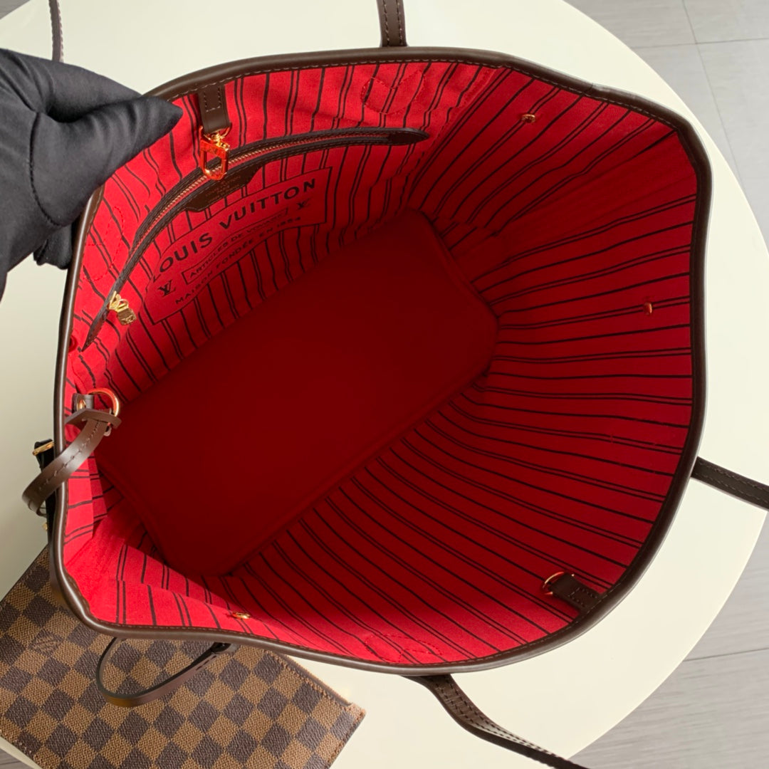 Neverfull N41358 MM Shoulder tote bag M40995 BROWN Damier Eb¨¨ne RED INSIDE