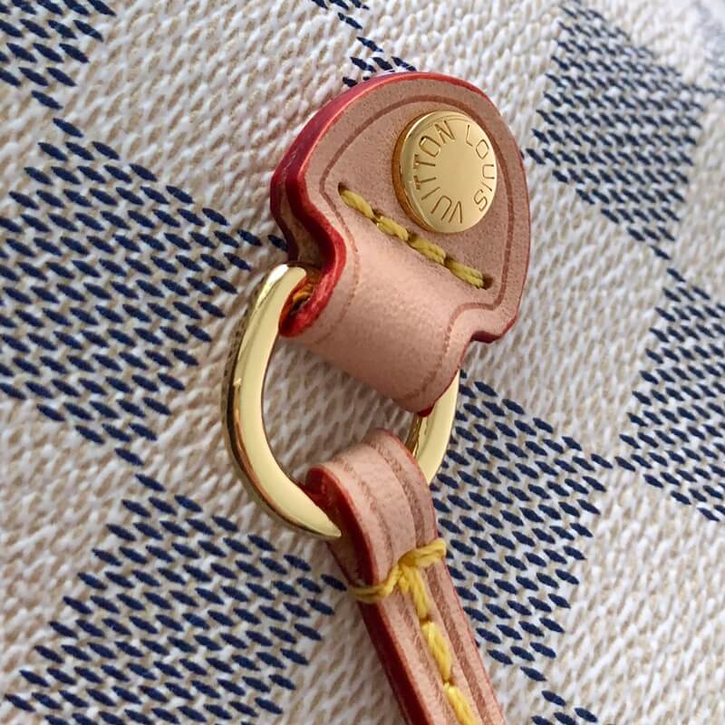 n41360 neverfull gm beige damier azur white handbag apricot lining