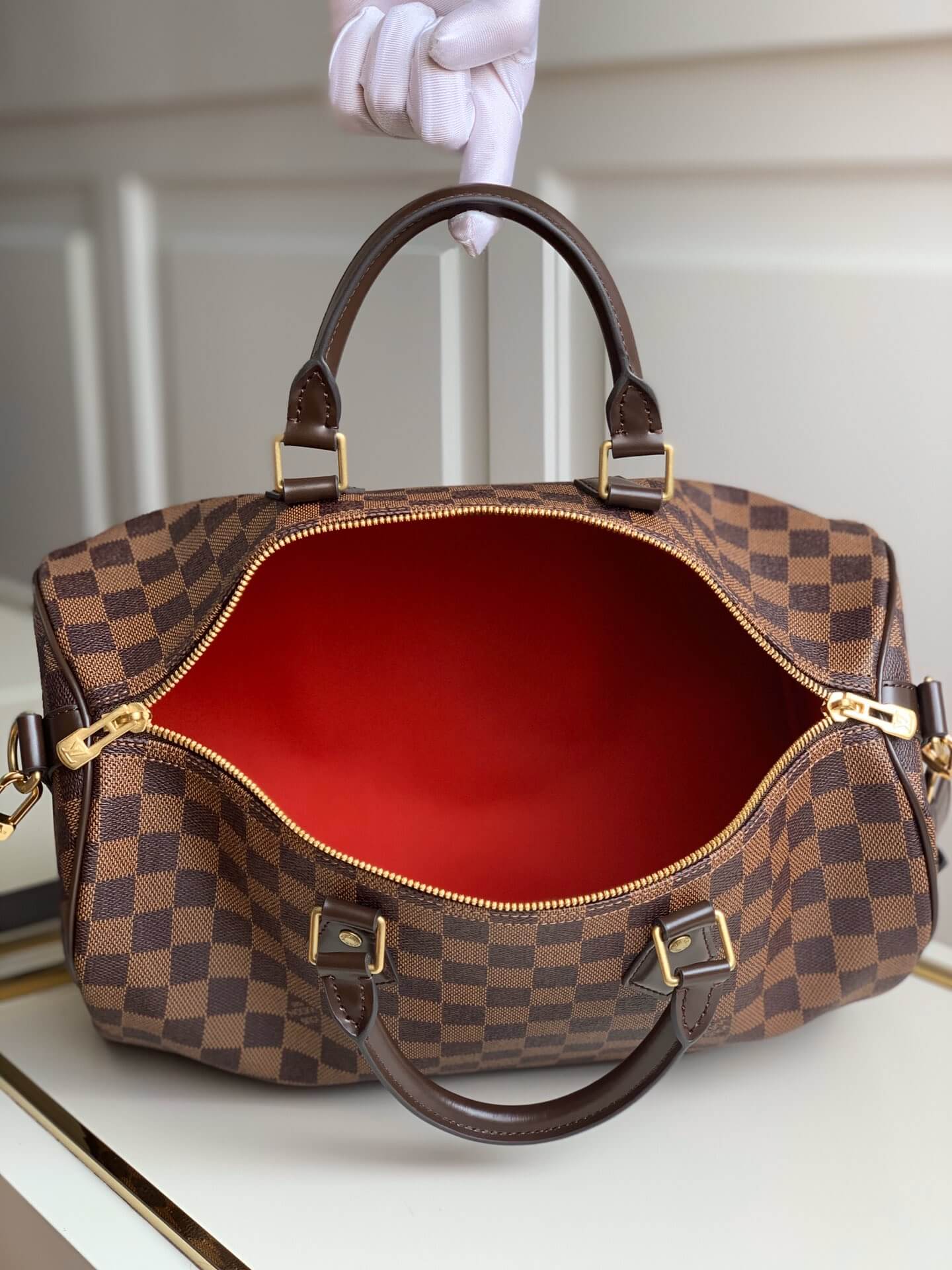 n41366 speedy 35cm brown damier ebene canvas cross body bags shoulder bag travel bag