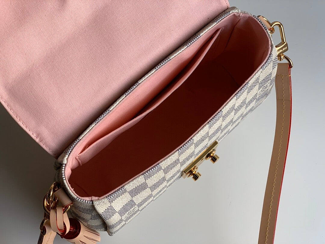 n41581 croisette damier azur messenger bag shoulder bag handbag white