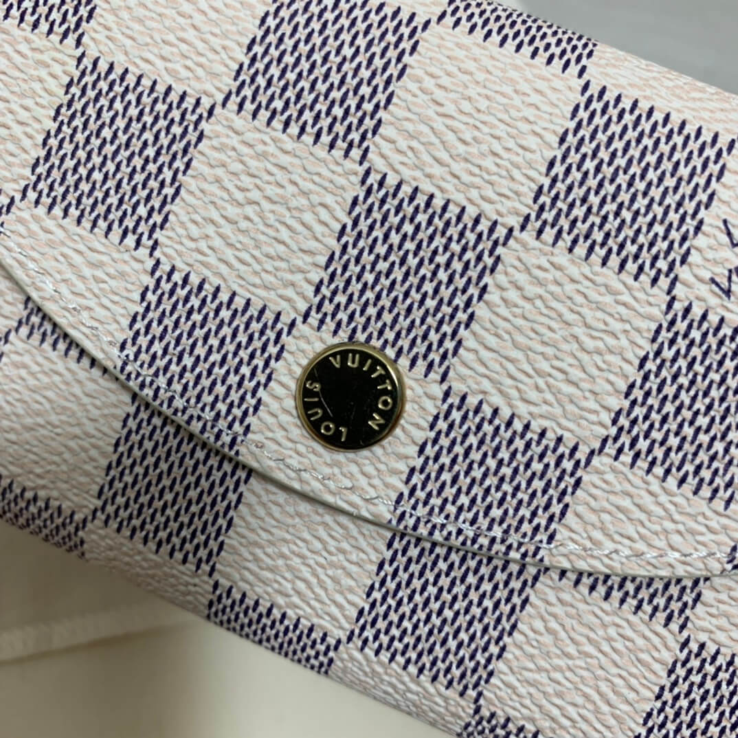 n62361 wallet white grid pink damier womens purse cowhide real leather