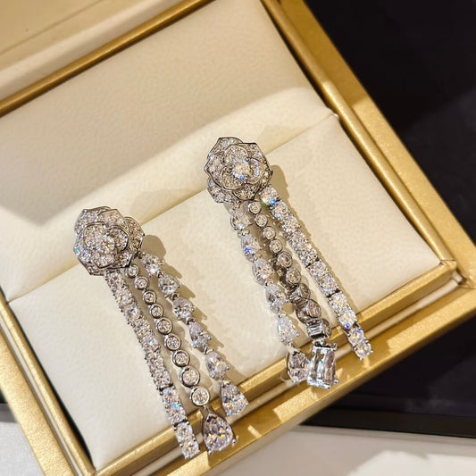 new fashion versatile irregular three row diamond rose gold earrings eh13168a27