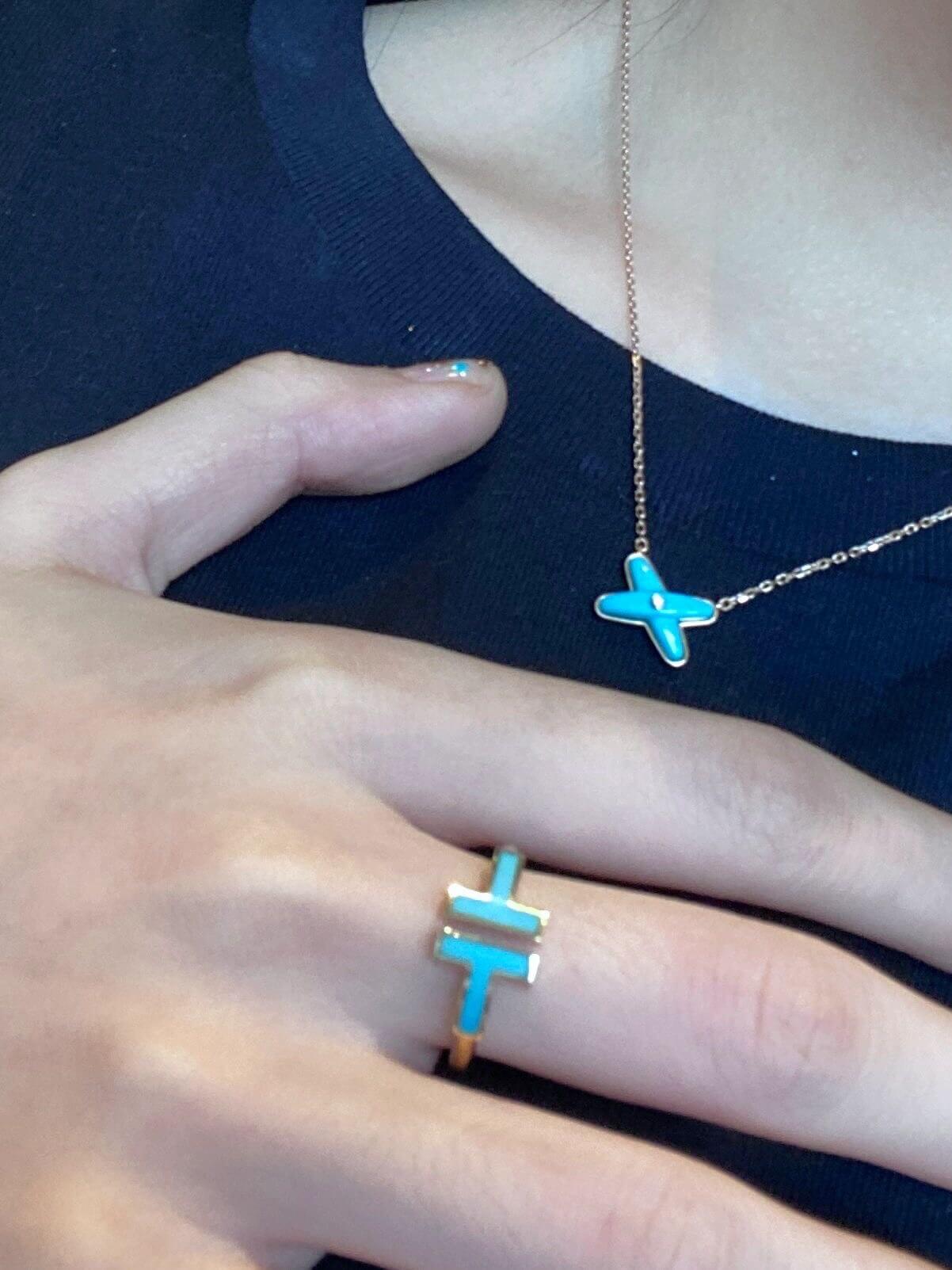 new light luxury t shaped stone ring with white fritillaria opening ring jz13168a12