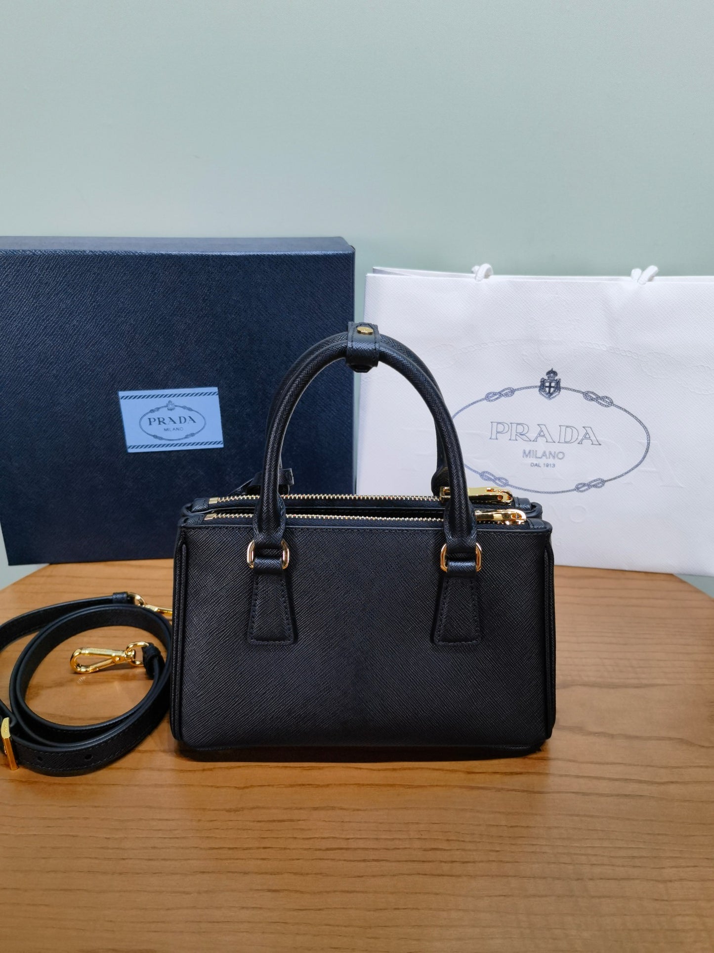 PRA New Mini Gallery Handbag Crossbags 1BA916 Black