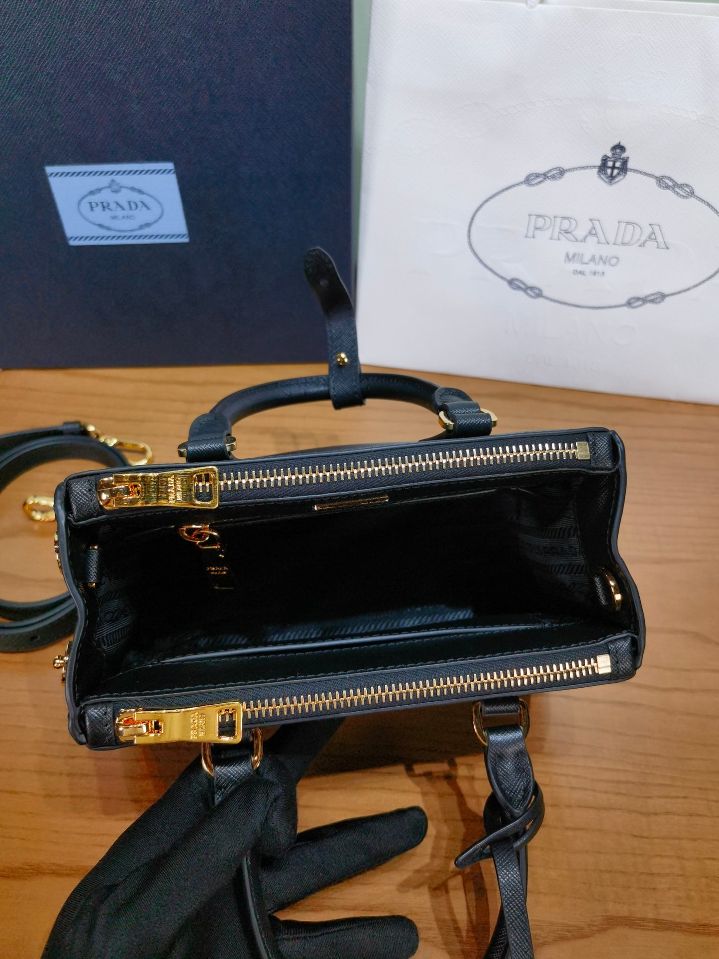 PRA New Mini Gallery Handbag Crossbags 1BA916 Black