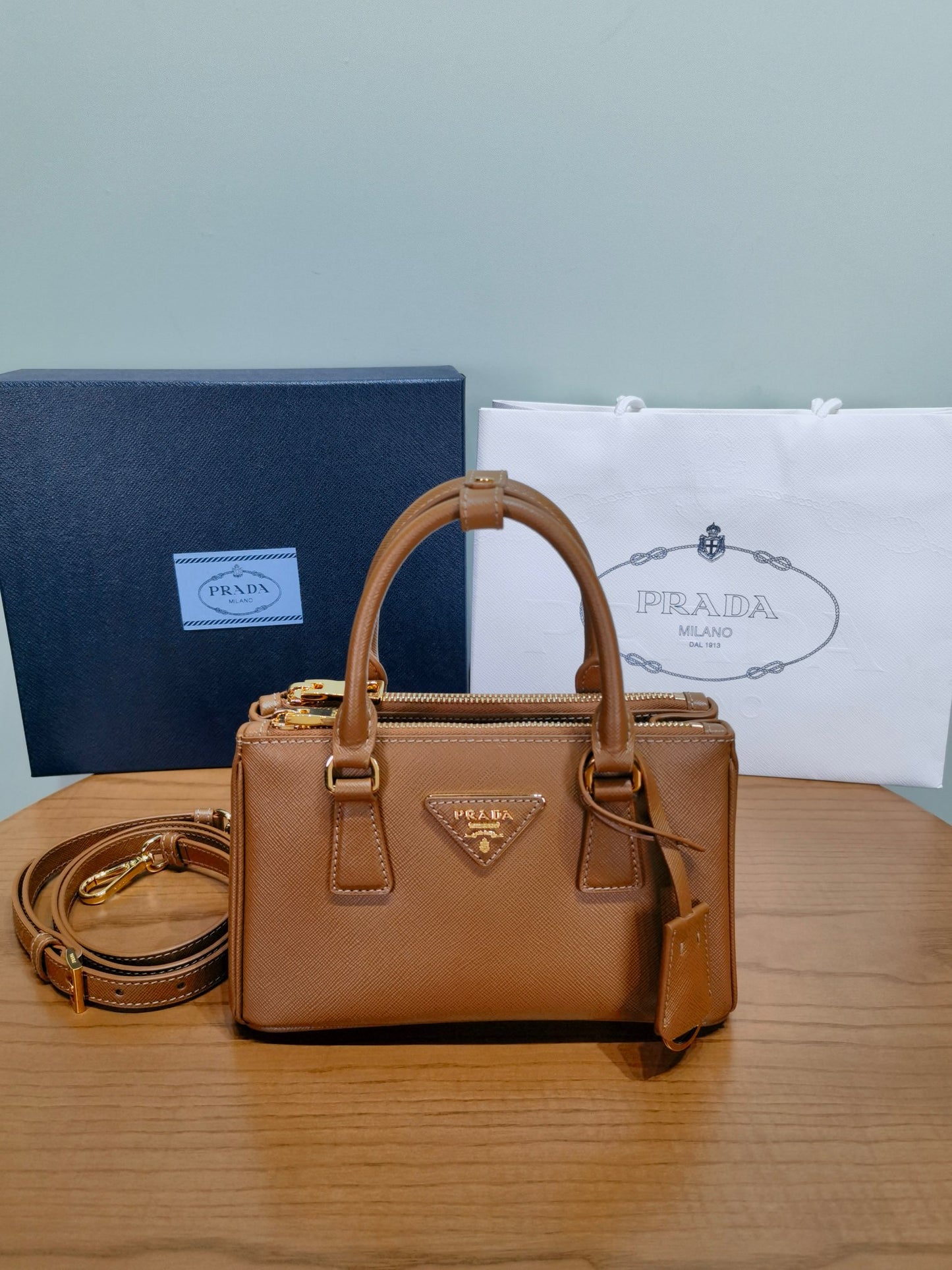 PRA New Mini Gallery Handbag Crossbags 1BA916 Brown