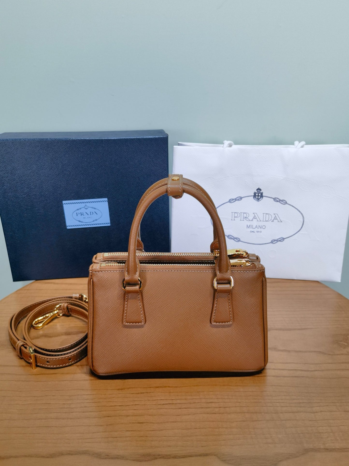 PRA New Mini Gallery Handbag Crossbags 1BA916 Brown