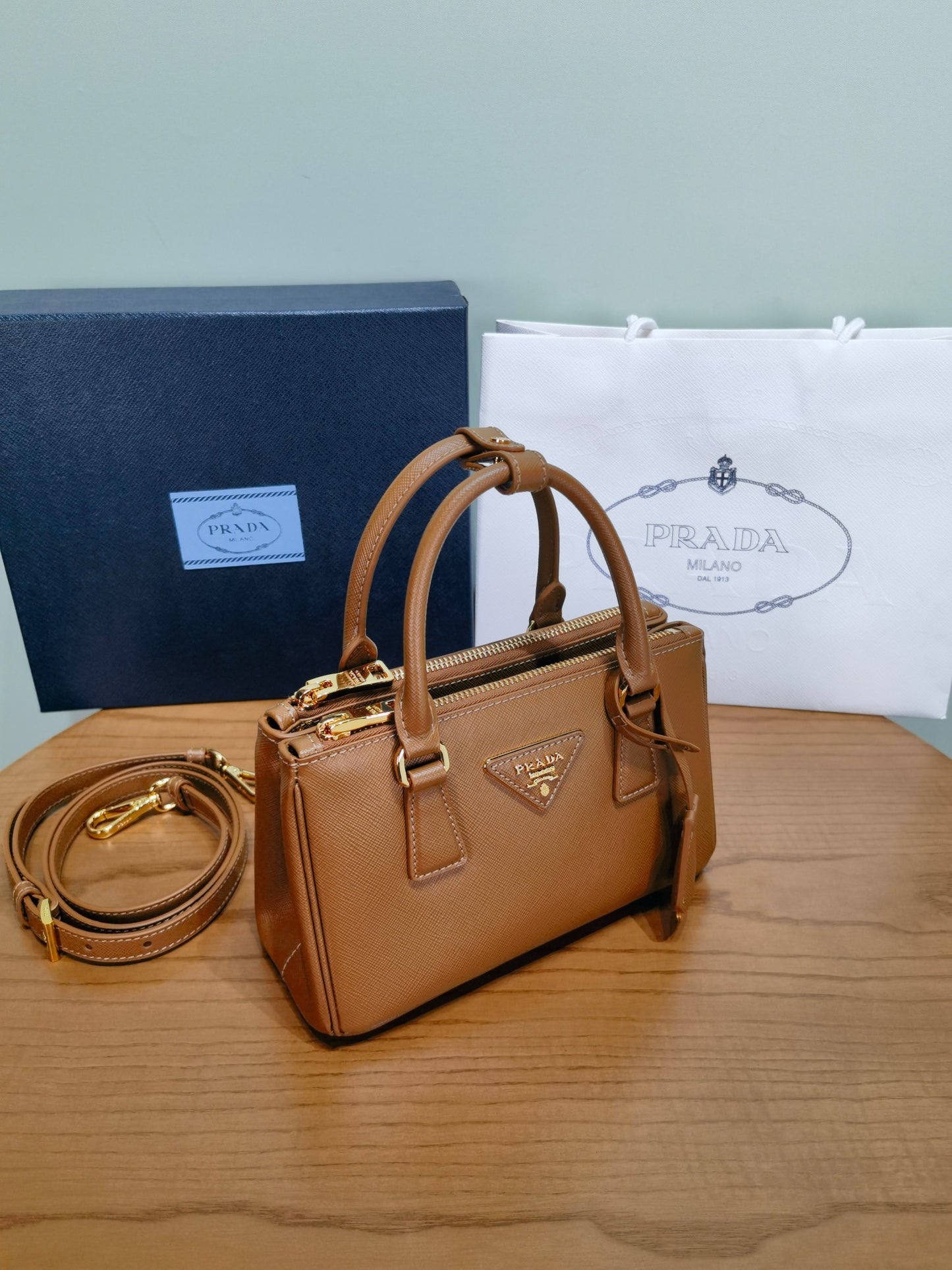 PRA New Mini Gallery Handbag Crossbags 1BA916 Brown