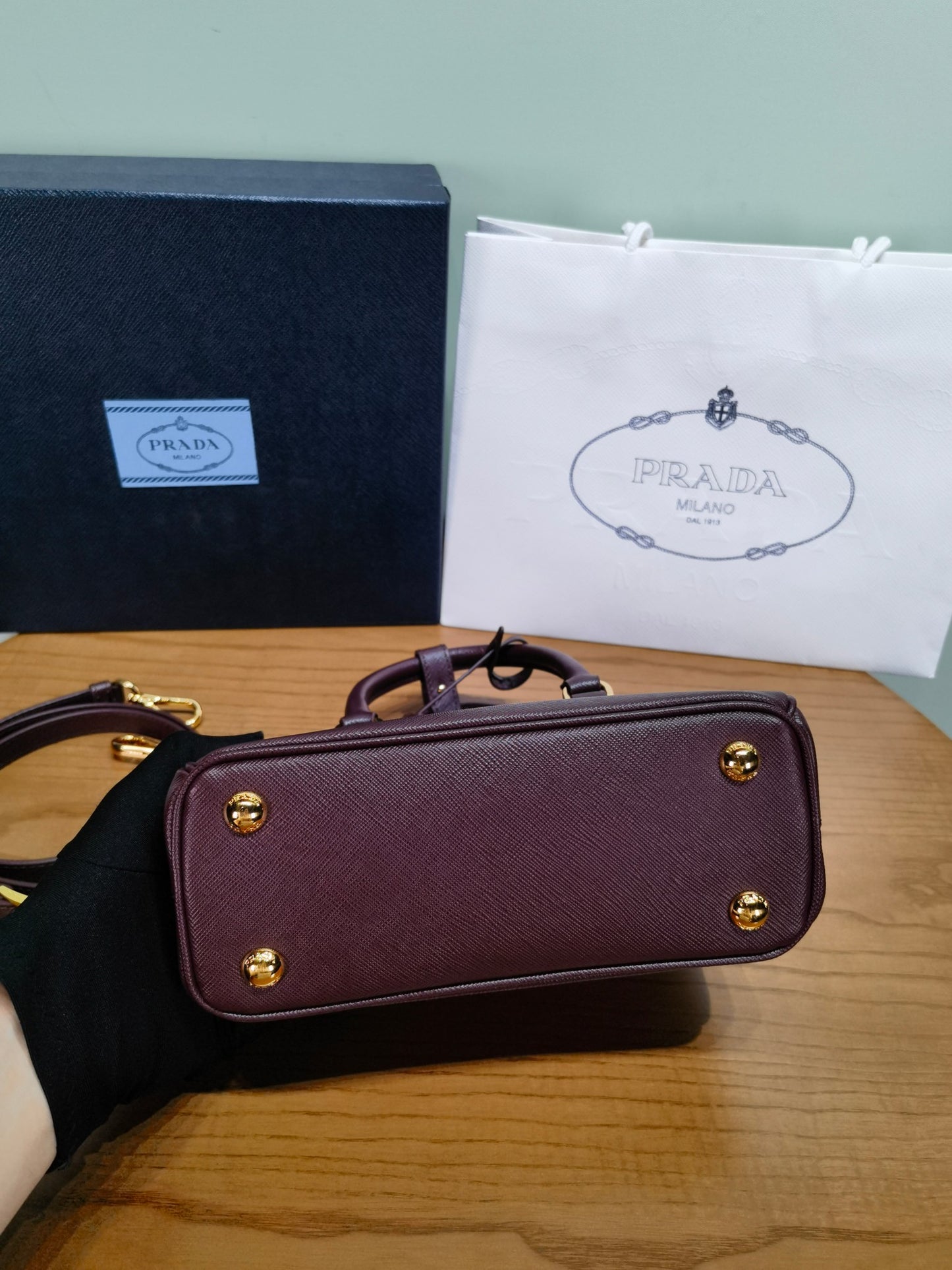 PRA New Mini Gallery Handbag Crossbags 1BA916 Wine Red Maroon