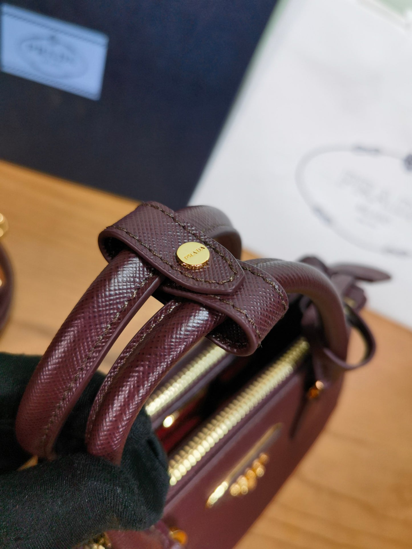 PRA New Mini Gallery Handbag Crossbags 1BA916 Wine Red Maroon