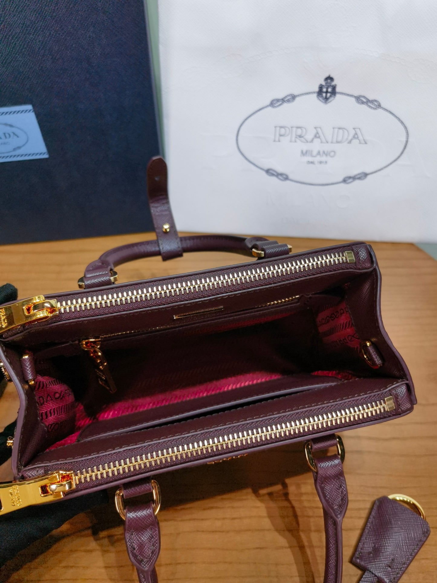 PRA New Mini Gallery Handbag Crossbags 1BA916 Wine Red Maroon