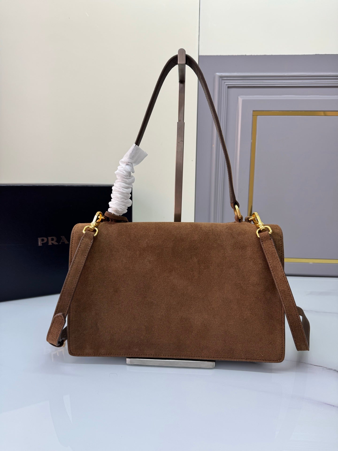 PRA New product runway style suede frosted leather 1BN023 Brown