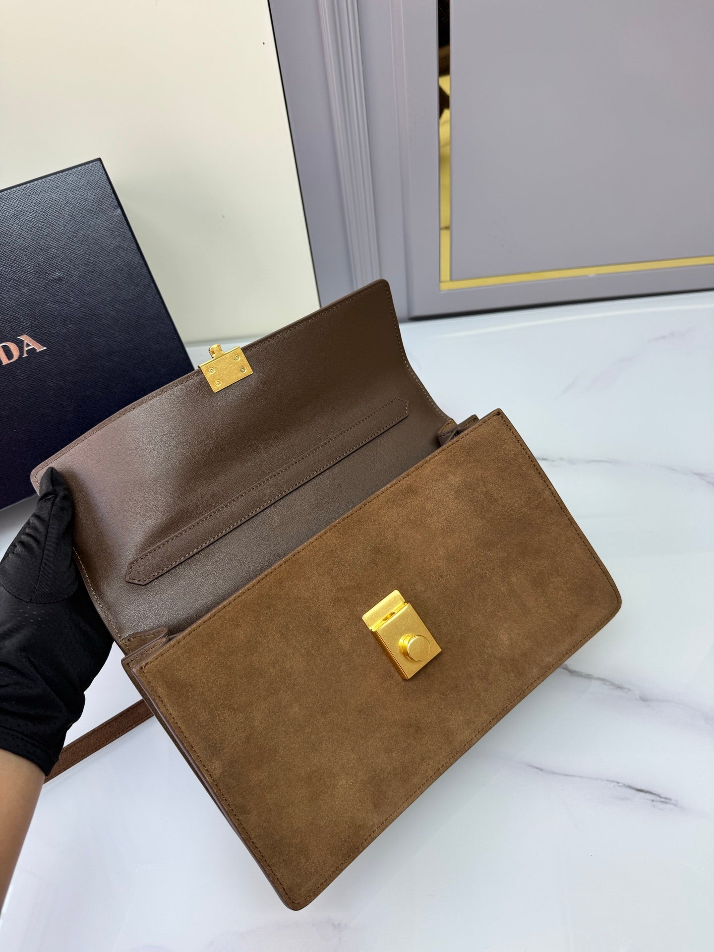 PRA New product runway style suede frosted leather 1BN023 Brown