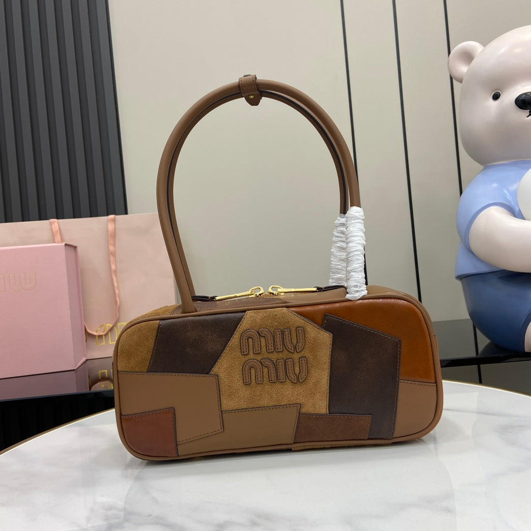 New splicing bowling tote bag BBB147 Brown