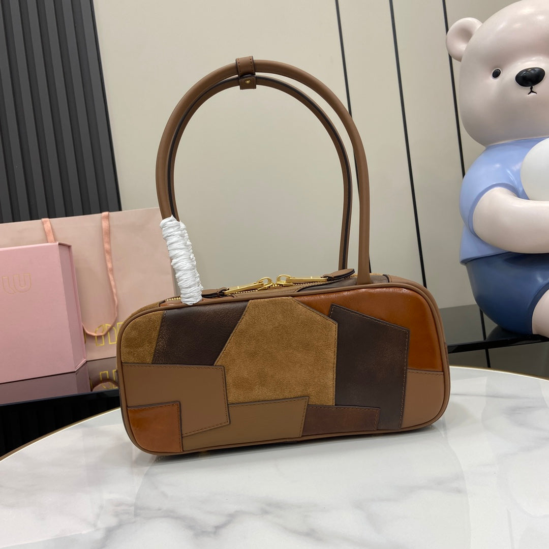 New splicing bowling tote bag BBB147 Brown