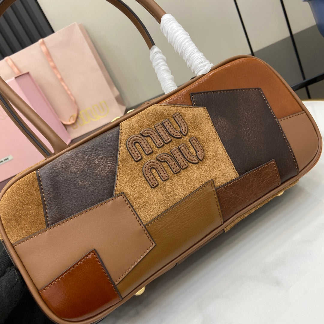 New splicing bowling tote bag BBB147 Brown