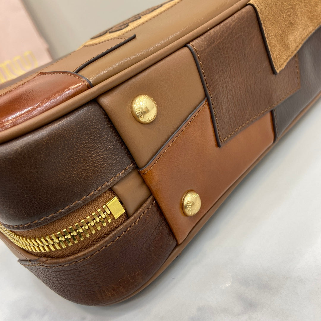 New splicing bowling tote bag BBB147 Brown