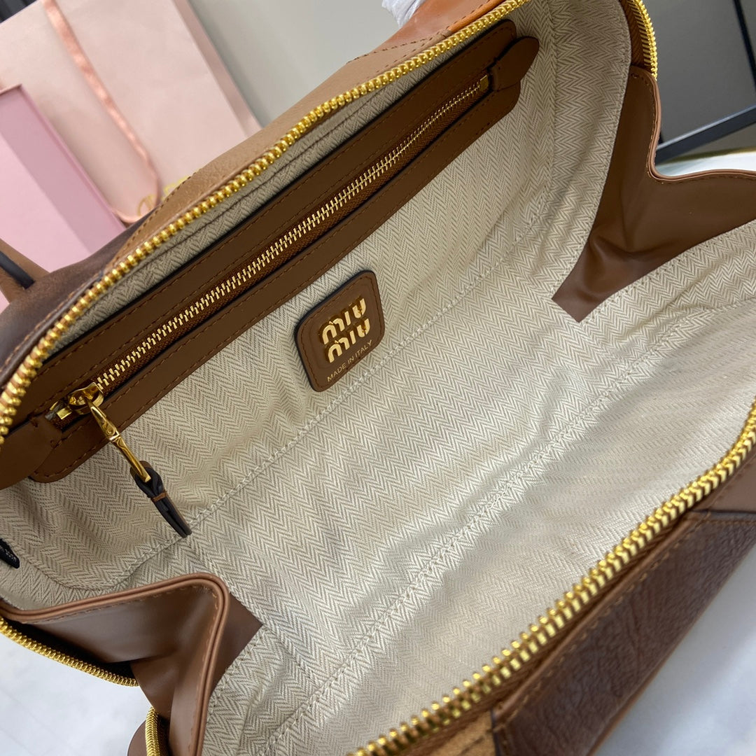 New splicing bowling tote bag BBB147 Brown
