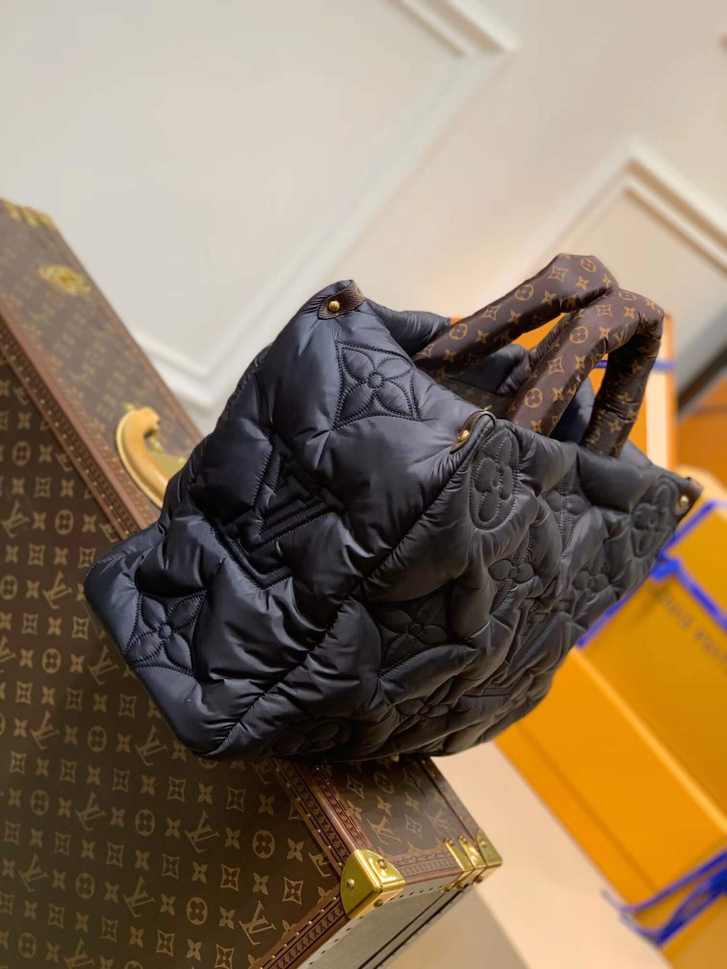 onthego gm black m59007 nylon monogram pilow giant