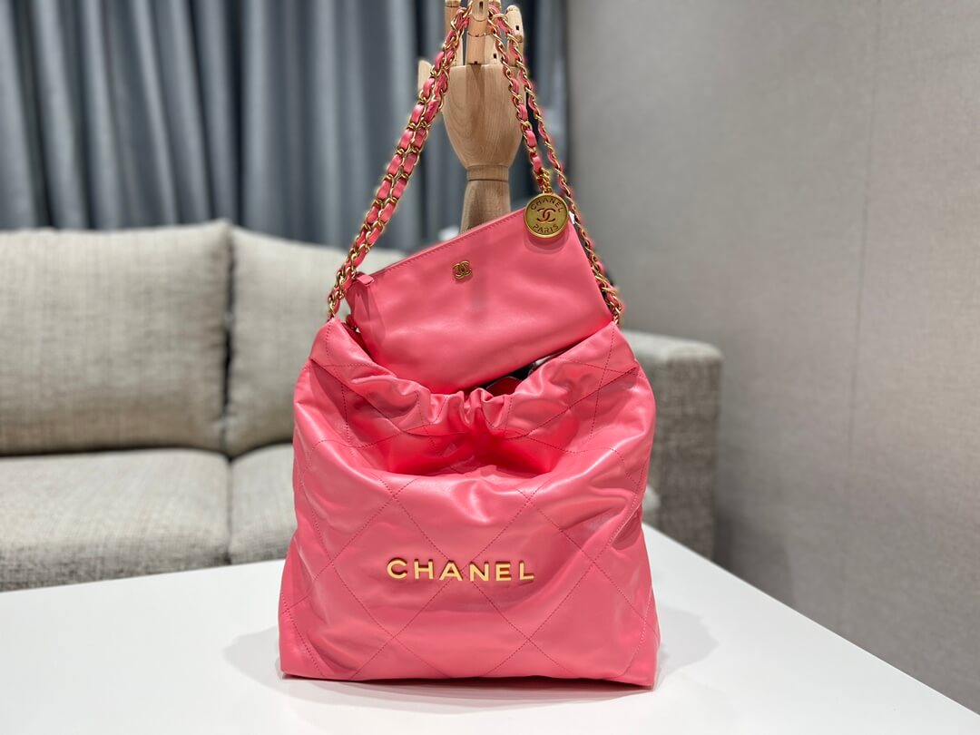 ?????????? pm calfskin and gold metal 35cm coral powder shoulder bag cross body bags