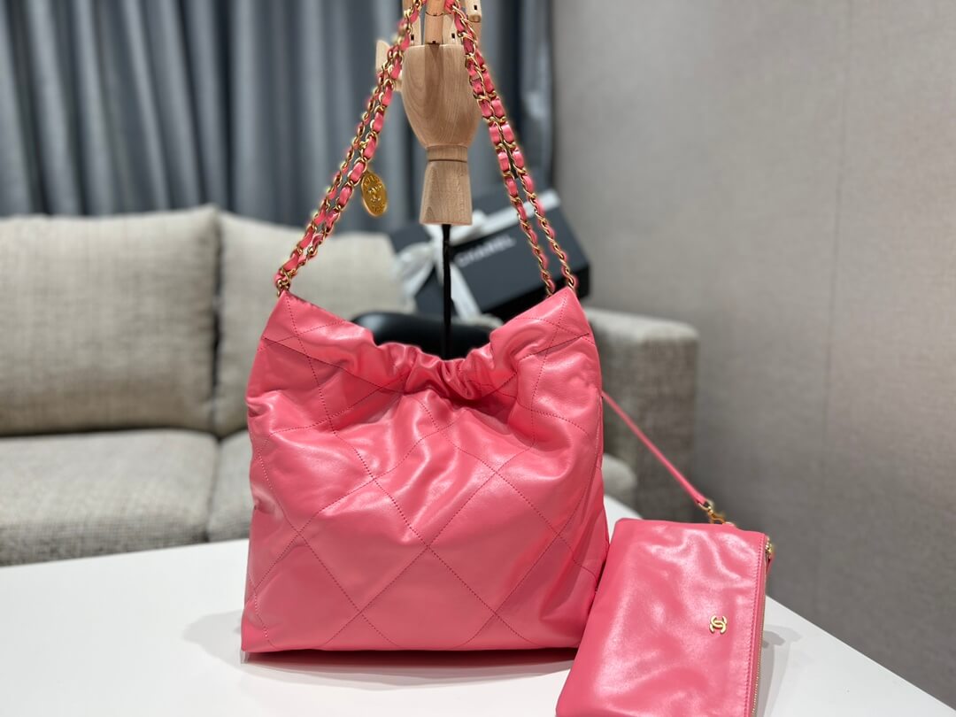 ?????????? pm calfskin and gold metal 35cm coral powder shoulder bag cross body bags