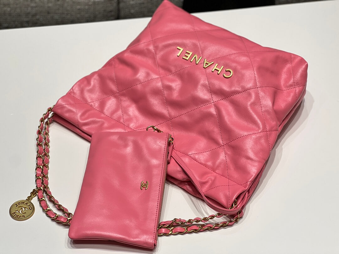 ?????????? pm calfskin and gold metal 35cm coral powder shoulder bag cross body bags