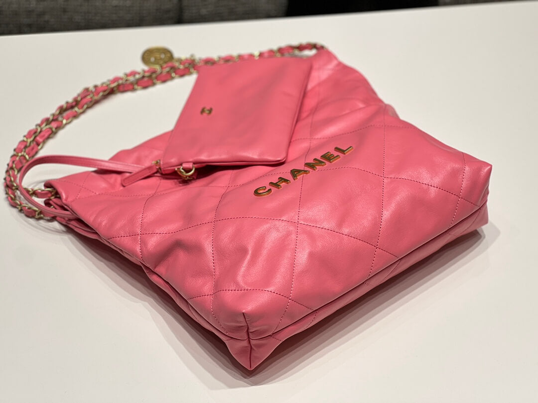 ?????????? pm calfskin and gold metal 35cm coral powder shoulder bag cross body bags