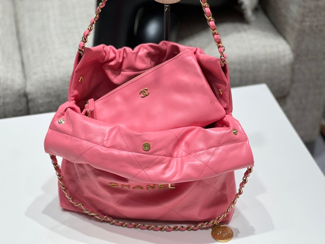 ?????????? pm calfskin and gold metal 35cm coral powder shoulder bag cross body bags