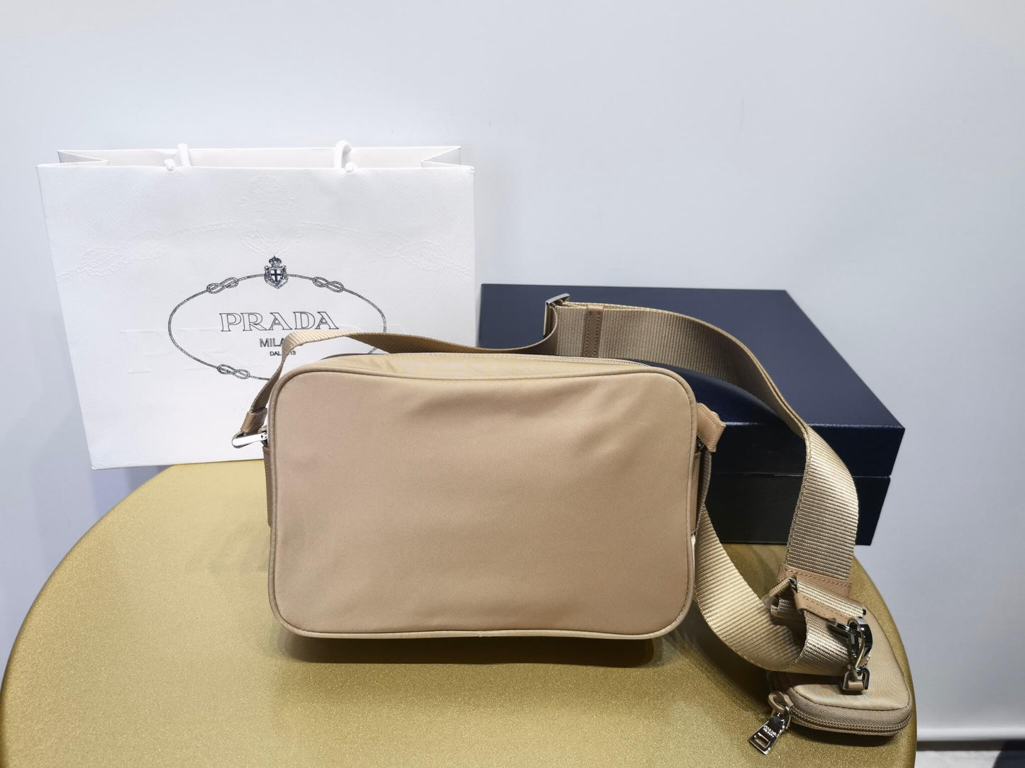 pra 1bc167 re nylon shoulder bag apricot brown