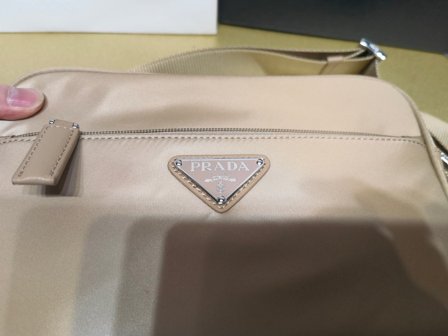 pra 1bc167 re nylon shoulder bag apricot brown