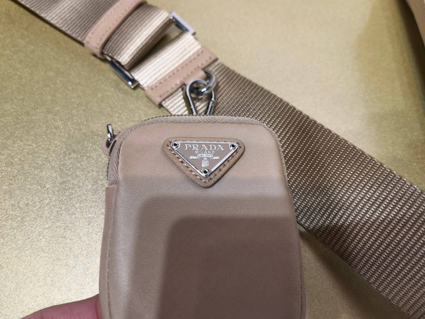 pra 1bc167 re nylon shoulder bag apricot brown