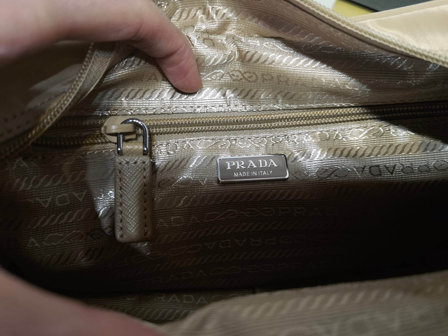 pra 1bc167 re nylon shoulder bag apricot brown