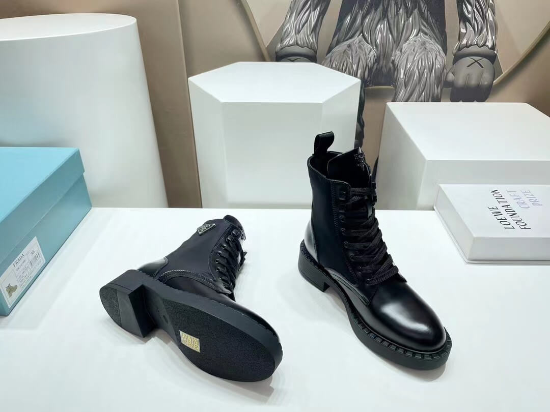 pra 1t782m brushed leather and re nylon boots black