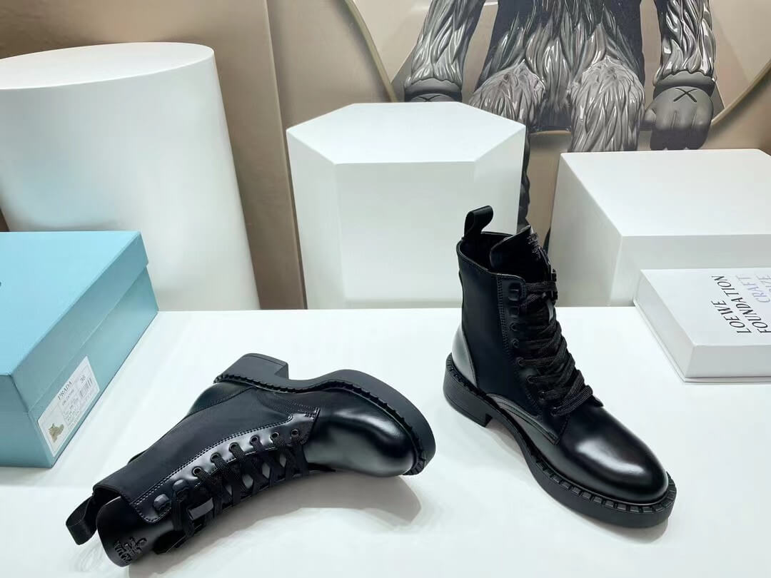 pra 1t782m brushed leather and re nylon boots black