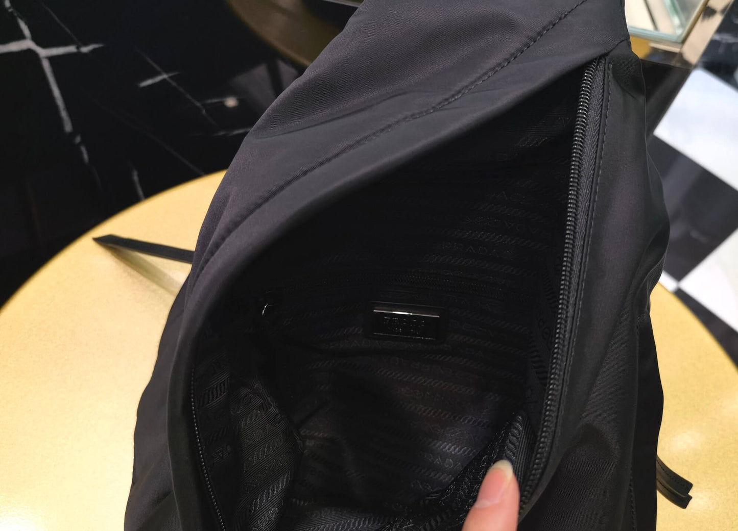 pra 2vz092 re nylon and leather backpack