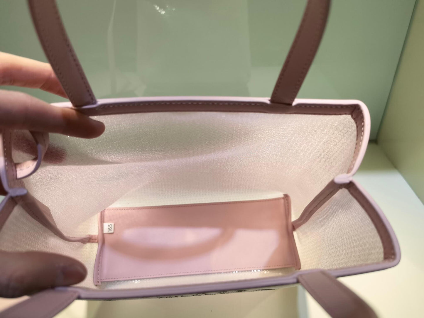 pra small shiny grid mesh tote bag pink 1bg417