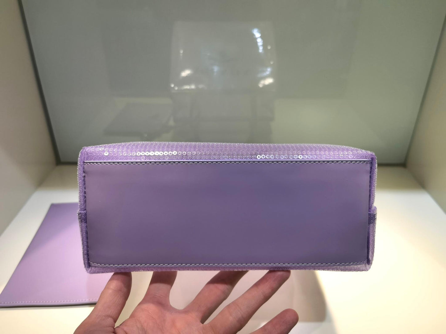 pra small shiny grid mesh tote bag purple 1bg417