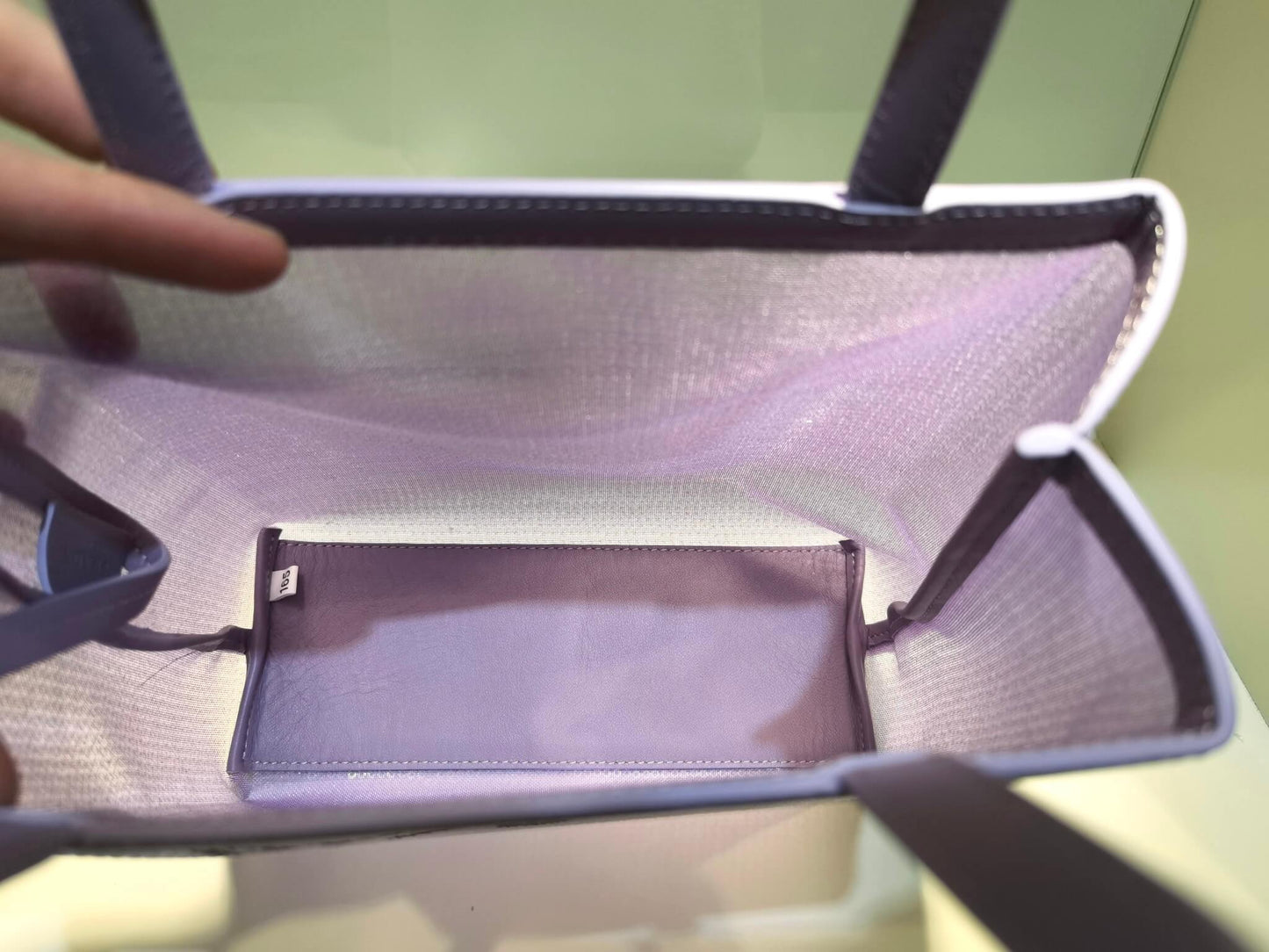 pra small shiny grid mesh tote bag purple 1bg417