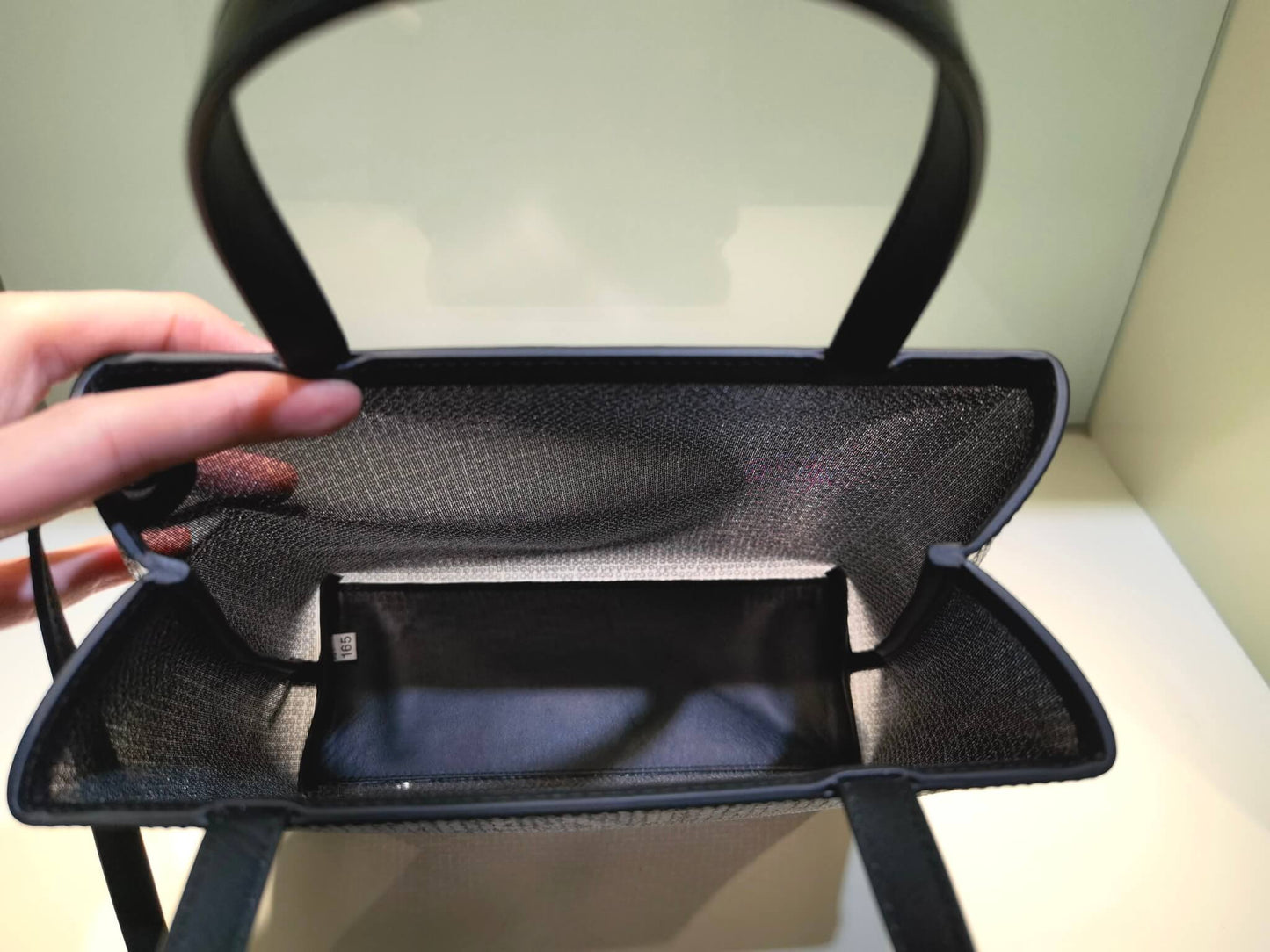 pra small scale grid mesh tote bag black 1bg417