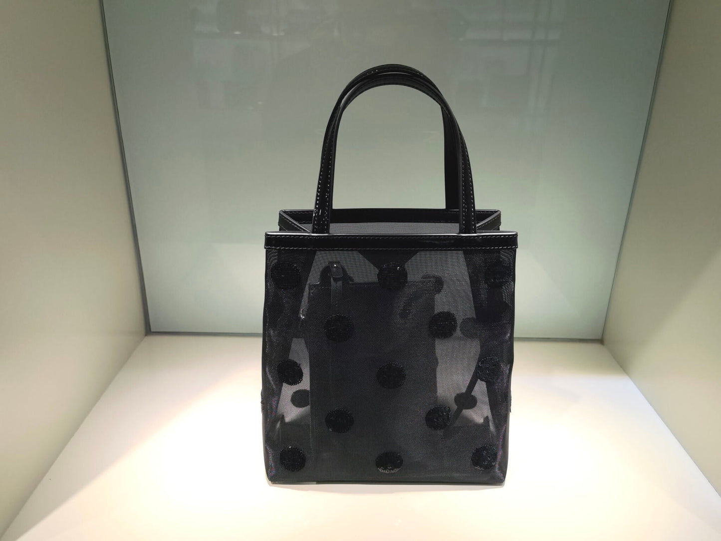 pra small polka dot mesh tote bag black 1bg417