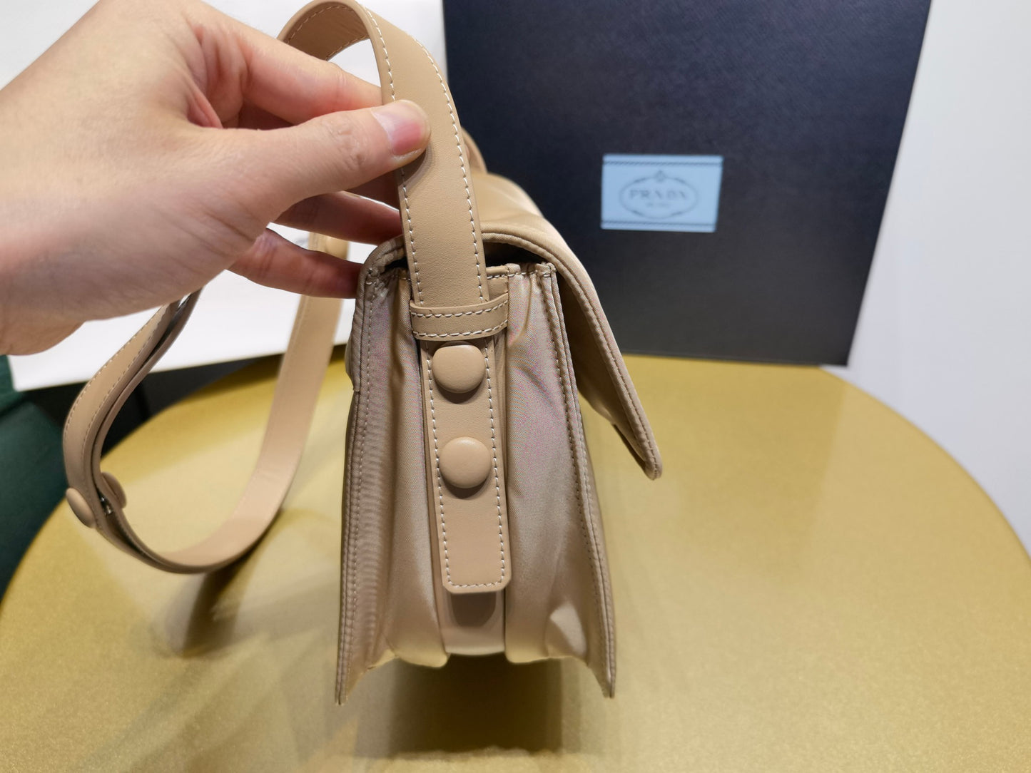 PRADA New Mini 23cm Nylon Lined Postman Bag 1BD313 Brown