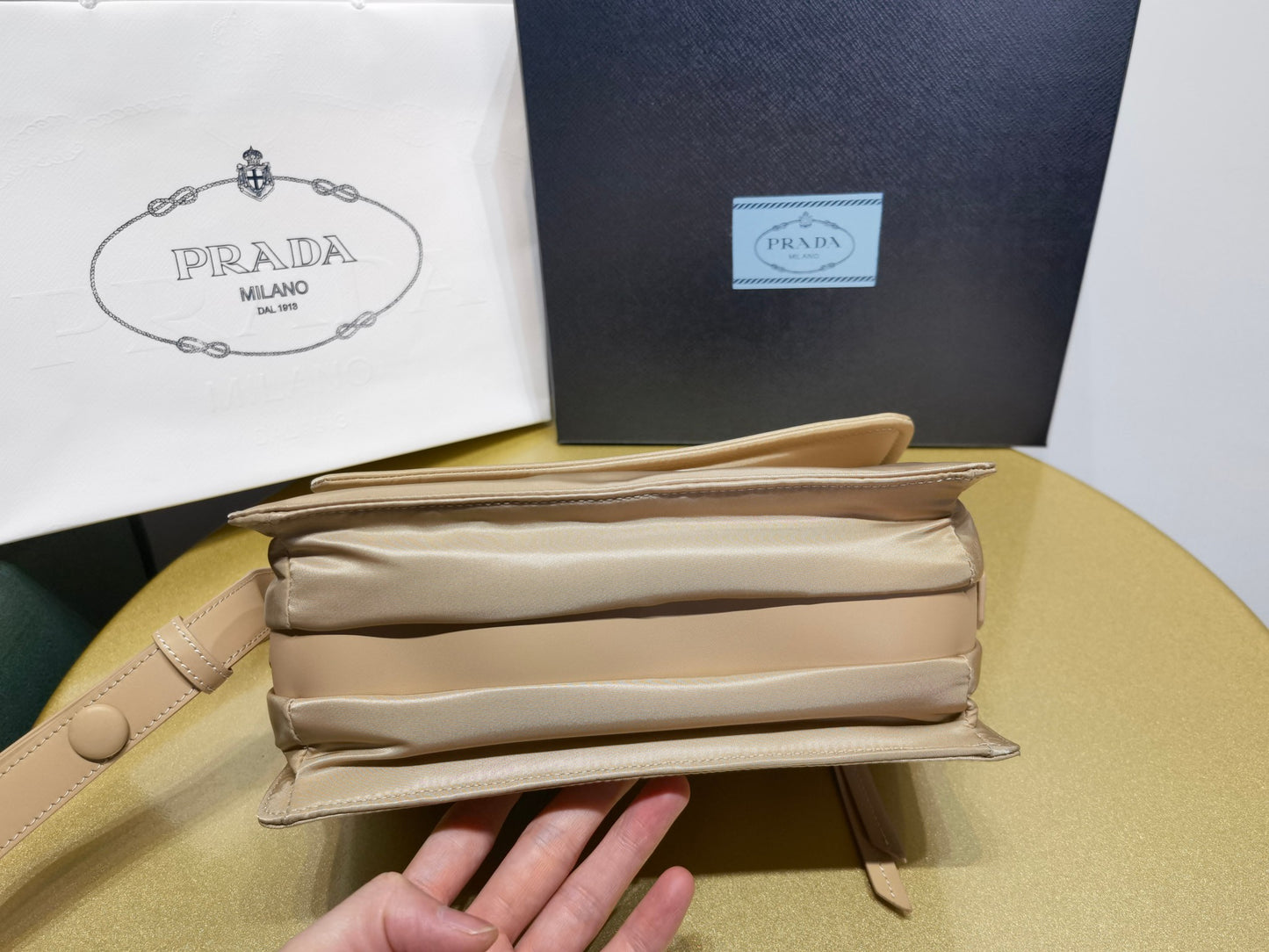 PRADA New Mini 23cm Nylon Lined Postman Bag 1BD313 Brown