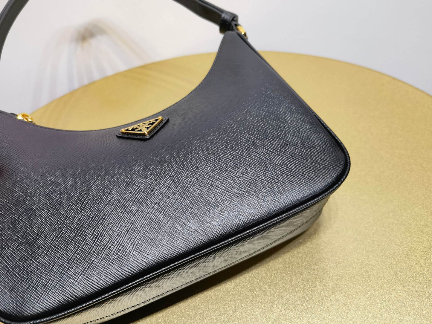 pra re edition saffiano leather mini axillary pouch bag black 1bc204